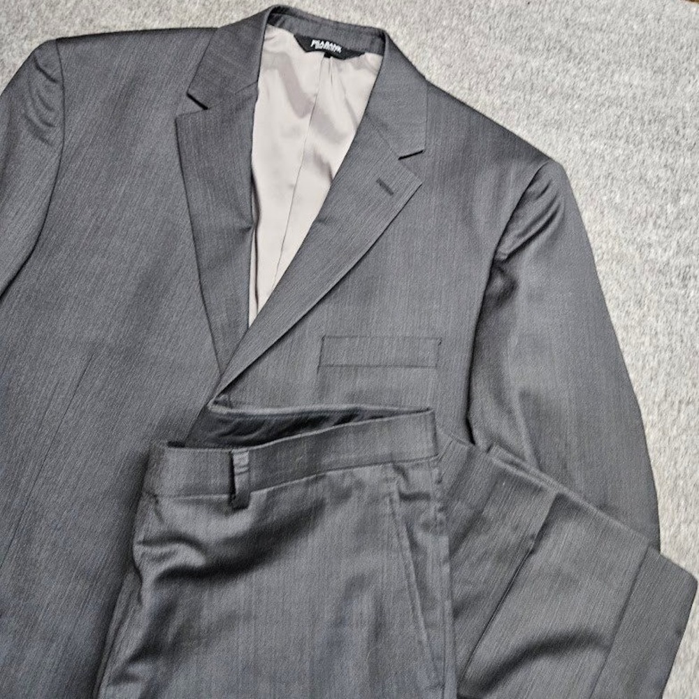 Jos. A. Bank Suit Mens 44R 38W Charcoal Gray Traveler 100% Wool 2 Piece Set